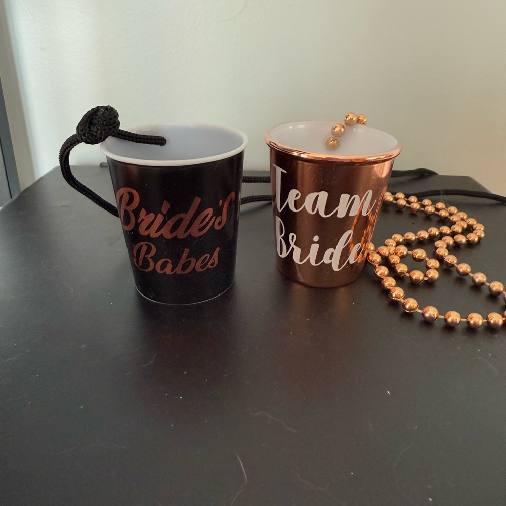 Bride's Babes and Team Bride plastic Shot Glass Set - Black and Gold